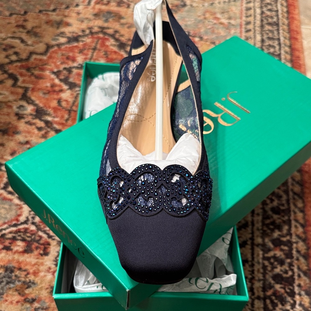 J.Renee Navy Blue Embellished Flats